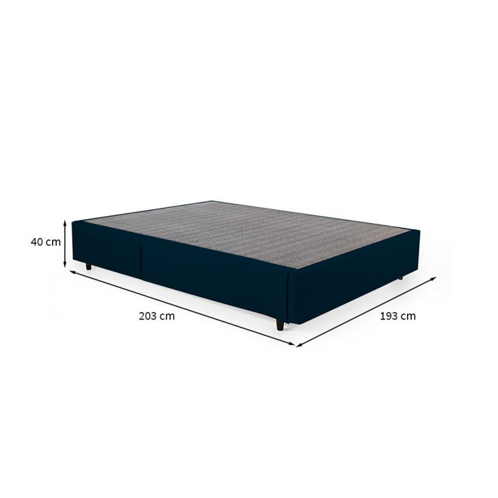 Cama Box King Com Guarda Objetos Azul com Colchão Guldi Dream Mola Ensacada (30x193x203) e 2 Travesseiros Guldi Dream Branco e Azul