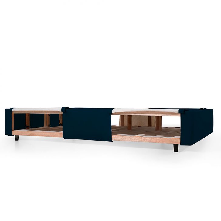 Cama Box King Com Guarda Objetos Azul com Colchão Guldi Dream Mola Ensacada (30x193x203) e 2 Travesseiros Guldi Dream Branco e Azul