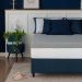 Cama Box King Com Guarda Objetos Azul com Colchão Guldi Dream Mola Ensacada (30x193x203) e 2 Travesseiros Guldi Dream Branco e Azul
