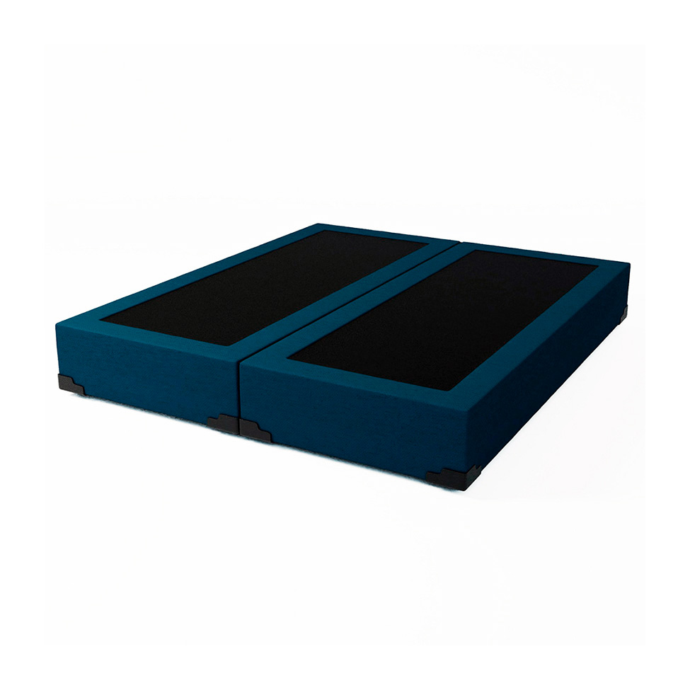 Cama Box King Joe Linho Azul Marinho com Colchão Guldi Mola Ensacada Original Macio (25x193x203) Azul e Branco