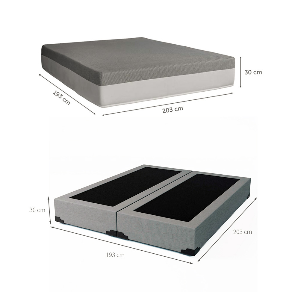 Cama Box King Joe Linho Cinza com Colchão Guldi Dream Mola Ensacada (30x193x203) Cinza e Branco