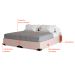 Cama Box King Joe Linho Cru com Colchão Guldi Duplo Plus D28 (16x193x203) Branco e Azul