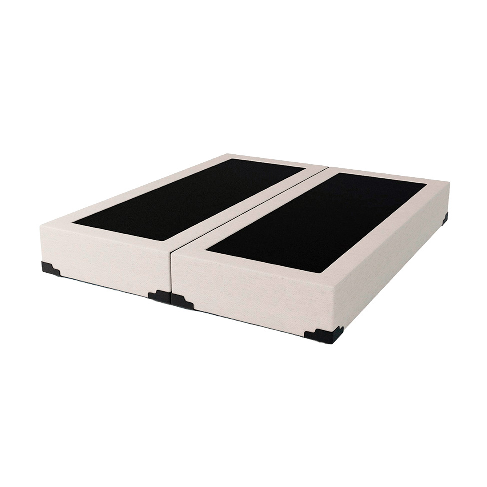 Cama Box King Joe Linho Cru com Colchão Guldi Espuma D28 Duplo 12cm (12x193x203) Azul e Branco