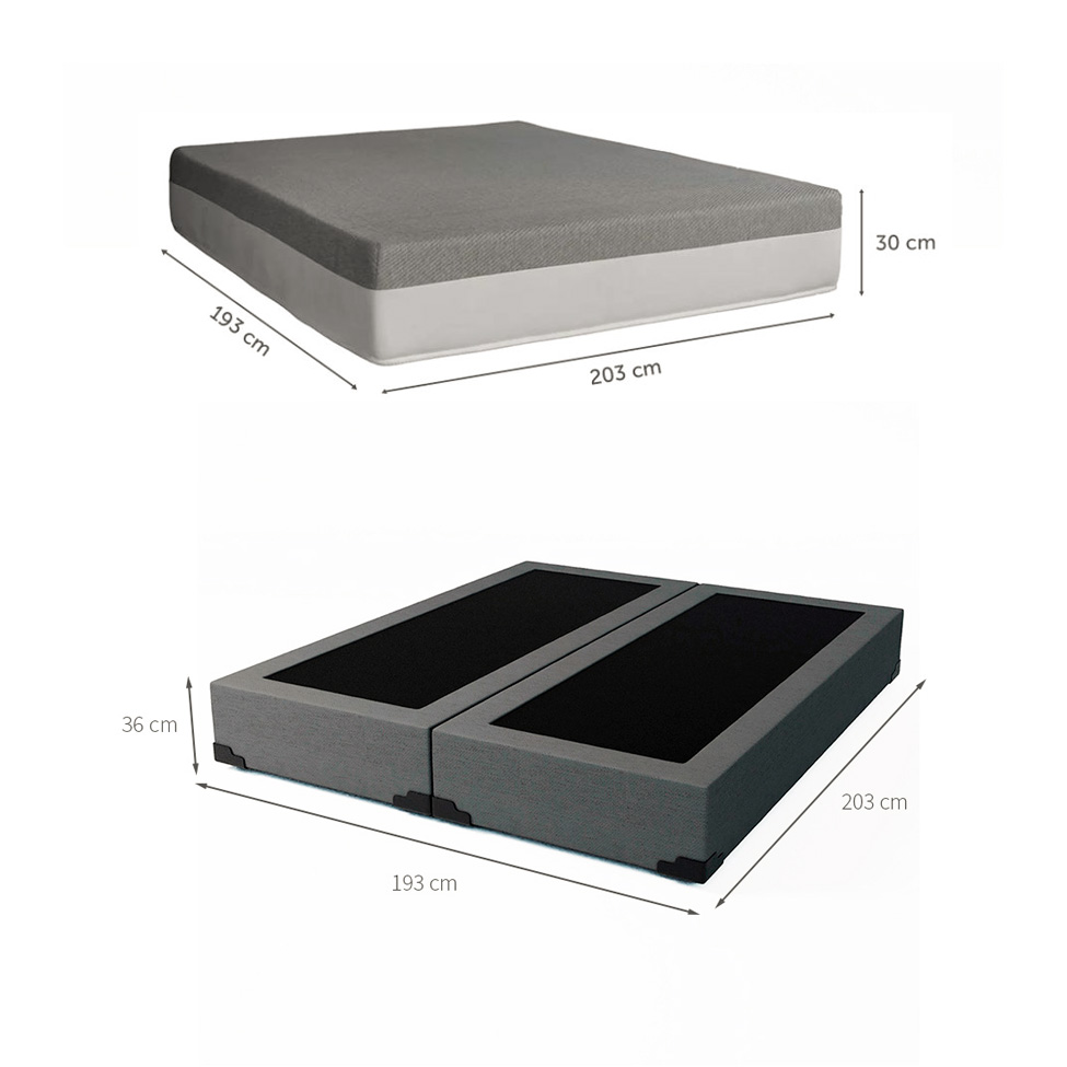 Cama Box King Joe Linho Grafite com Colchão Guldi Dream Mola Ensacada (30x193x203) Cinza e Branco