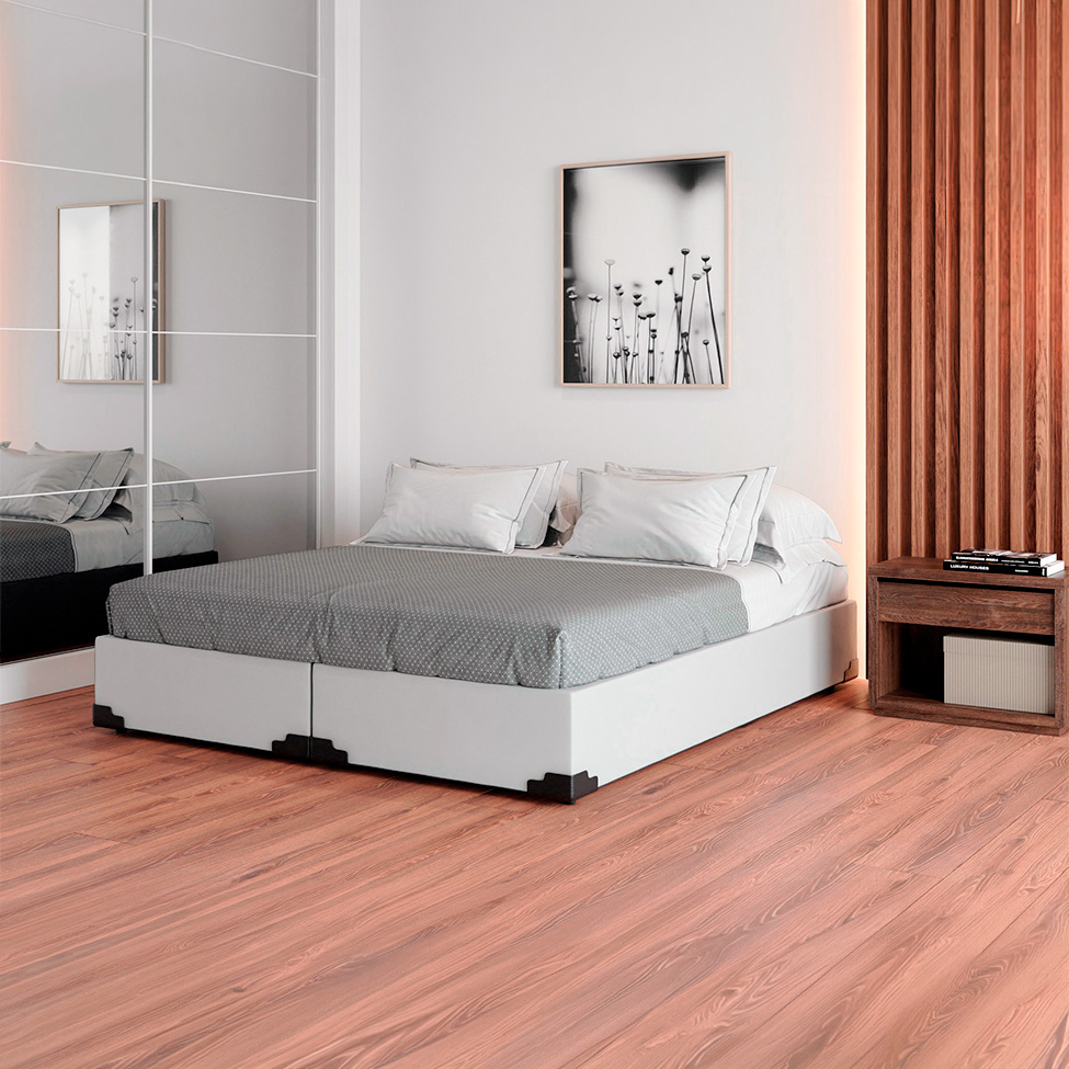 Cama Box King Joe Revestimento Sintético Branco com Colchão Guldi Massageador Quântico Molas Ensacadas (30x193x203) Branco e Bege