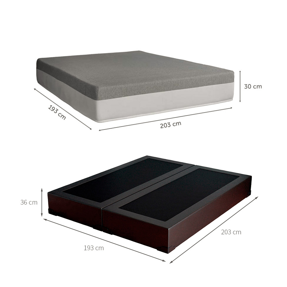 Cama Box King Joe Revestimento Sintético Preto com Colchão Guldi Dream Mola Ensacada (30x193x203) Cinza e Branco