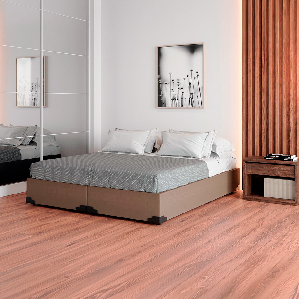 Cama Box King Joe Suede Bege com Colchão Guldi Massageador Quântico Molas Ensacadas (30x193x203) Branco e Bege