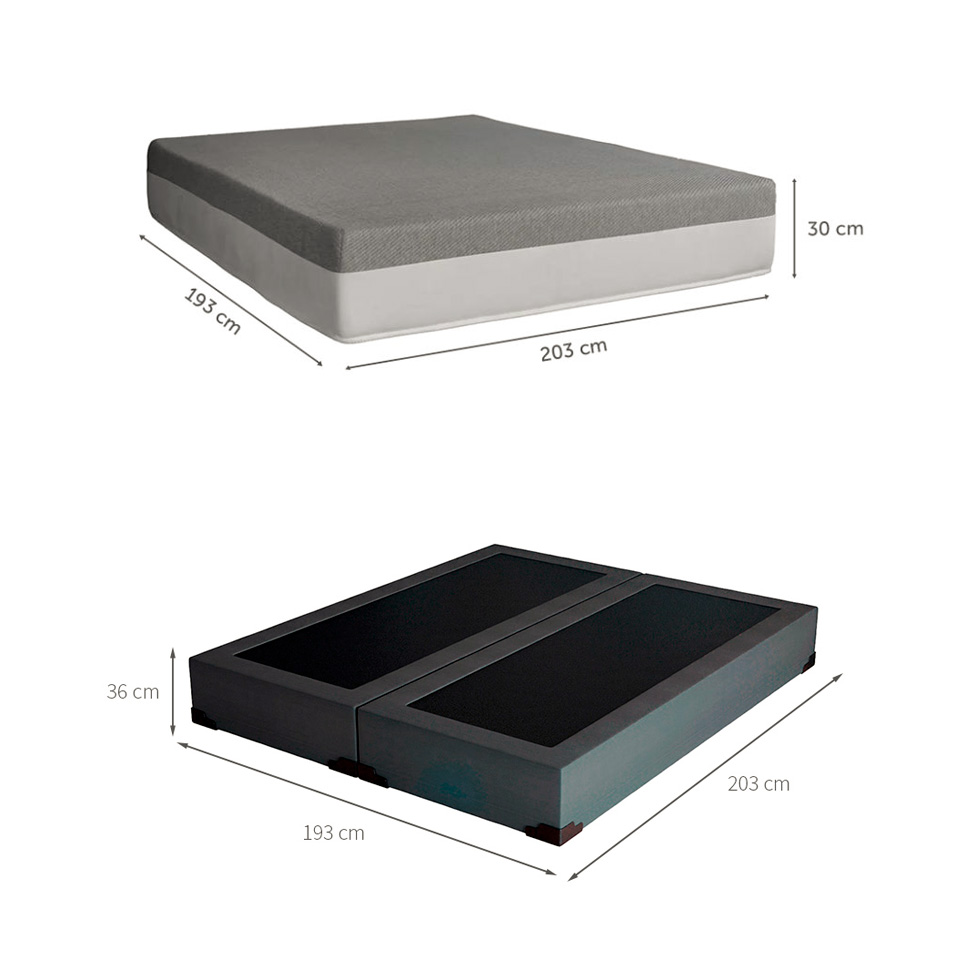 Cama Box King Joe Suede Grafite com Colchão Guldi Dream Mola Ensacada (30x193x203) Cinza e Branco