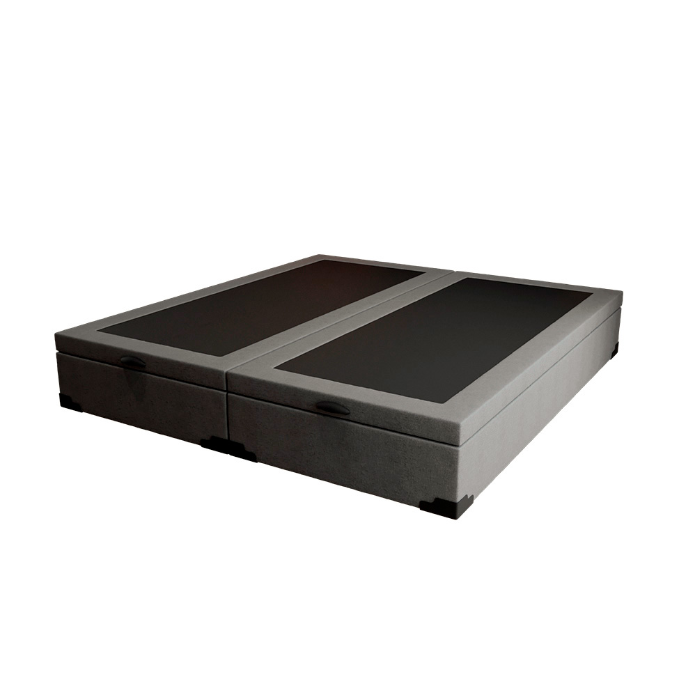 Cama Box King Martin Linho Cinza com Colchão Guldi Dream Mola Ensacada (30x193x203) Cinza e Branco