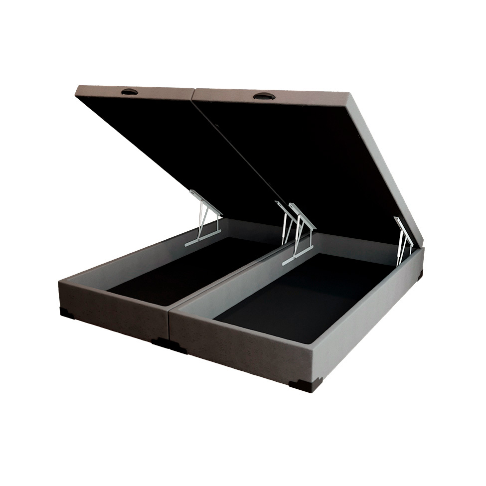 Cama Box King Martin Linho Cinza com Colchão Guldi Dream Mola Ensacada (30x193x203) Cinza e Branco