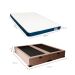 Cama Box King Martin Linho Cru com Colchão Guldi Duplo Plus D28 (16x193x203) Branco e Azul