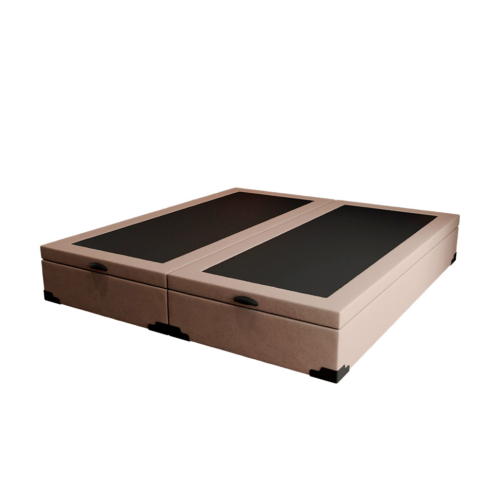 Cama Box King Martin Linho Cru com Colchão Guldi Espuma D28 Duplo 12cm (12x193x203) Azul e Branco