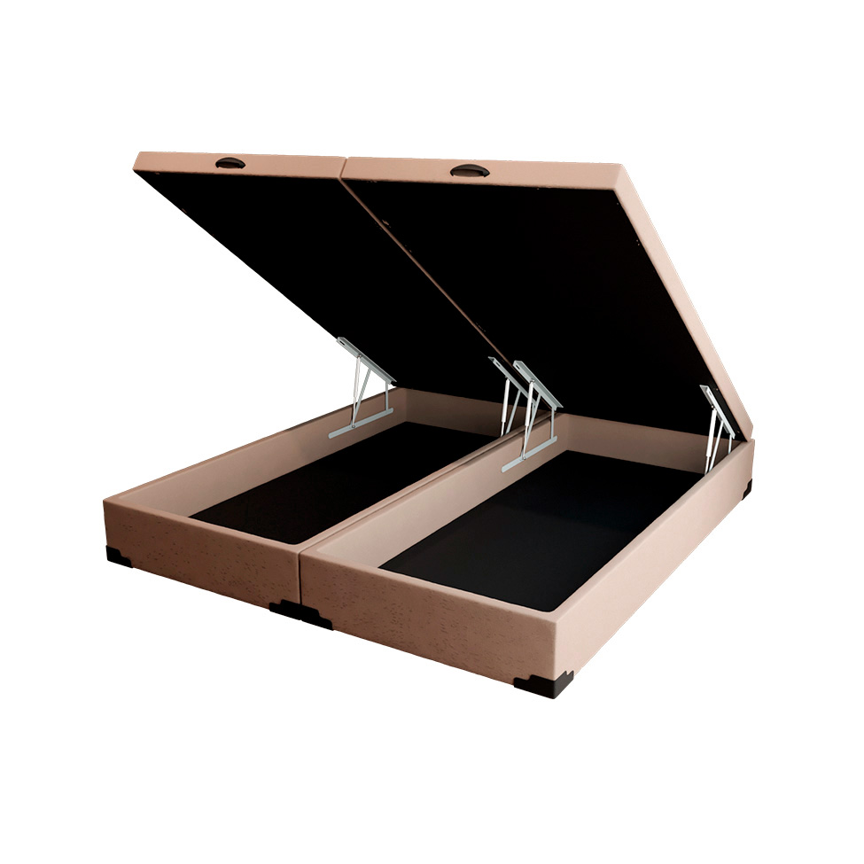 Cama Box King Martin Linho Cru com Colchão Guldi Espuma D28 Duplo 12cm (12x193x203) Azul e Branco