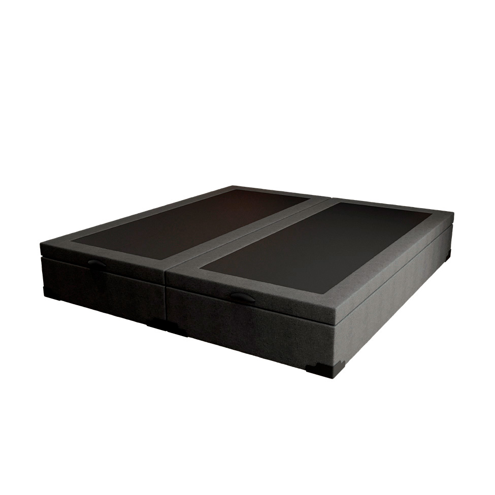 Cama Box King Martin Linho Grafite com Colchão Guldi Dream Mola Ensacada (30x193x203) Cinza e Branco