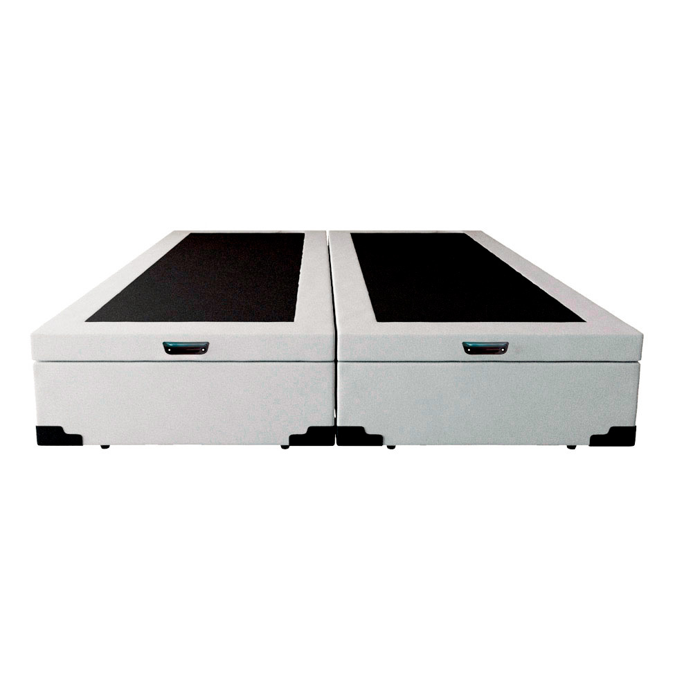 Cama Box King Martin Revestimento Sintético Branco com Colchão Guldi Dream Mola Ensacada (30x193x203) Cinza e Branco