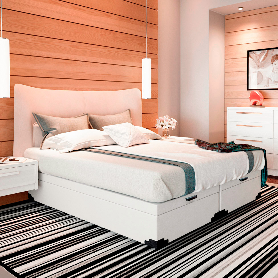 Cama Box King Martin Revestimento Sintético Branco com Colchão Guldi Espuma D28 Duplo 12cm (12x193x203) Azul e Branco