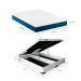 Cama Box King Martin Revestimento Sintético Branco com Colchão Guldi Mola Ensacada Original Firme (25x193x203) Azul e Branco