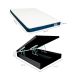 Cama Box King Martin Revestimento Sintético Preto com Colchão Guldi Duplo Plus D28 (16x193x203) Branco e Azul
