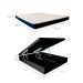 Cama Box King Martin Revestimento Sintético Preto com Colchão Guldi Espuma D28 Duplo 12cm (12x193x203) Azul e Branco