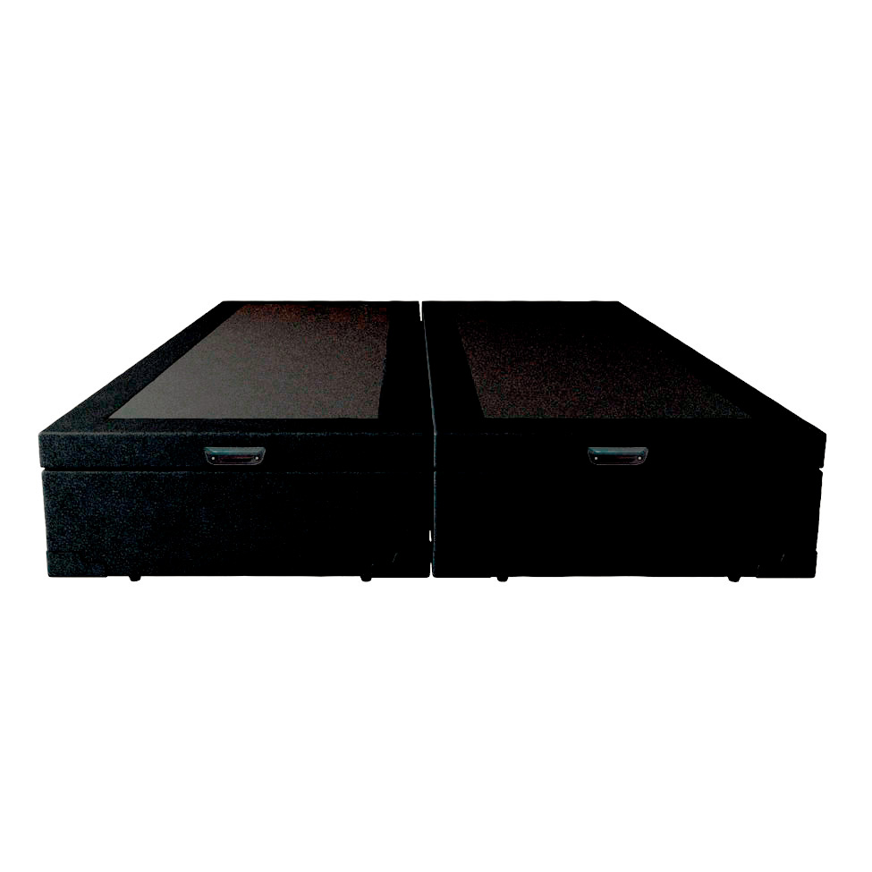 Cama Box King Martin Revestimento Sintético Preto com Colchão Guldi Espuma D28 Duplo 12cm (12x193x203) Azul e Branco