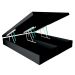 Cama Box King Martin Revestimento Sintético Preto com Colchão Guldi Espuma D28 Duplo 12cm (12x193x203) Azul e Branco