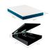 Cama Box King Martin Revestimento Sintético Preto com Colchão Guldi Mola Ensacada Original Macio (25x193x203) Azul e Branco