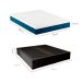 Cama Box King Martin Suede Preto com Colchão Guldi Mola Ensacada Original Firme (25x193x203) Azul e Branco