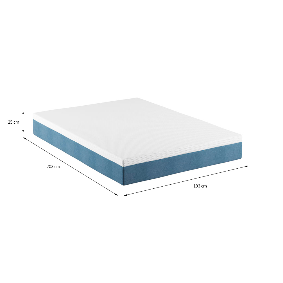 Cama Box King com Colchão Mola Ensacada Macio Guldi Natural e Azul