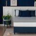 Cama Box Queen Azul com Colchão Guldi Dream Mola Ensacada (30x158x198) e 2 Travesseiros Guldi Dream Branco e Azul
