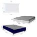 Cama Box Queen Azul com Colchão Guldi Dream Mola Ensacada (30x158x198) e 2 Travesseiros Guldi Soft Nasa Cinza e Branco