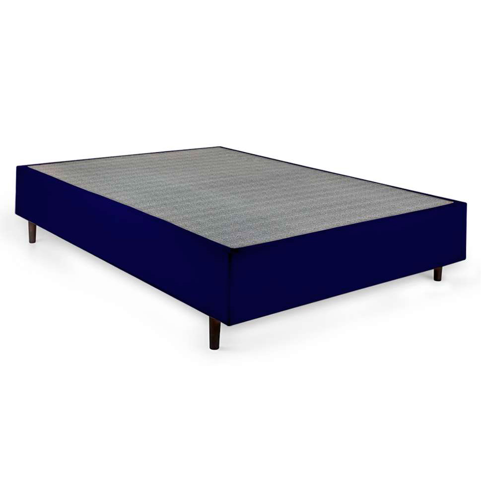 Cama Box Queen Azul com Colchão Guldi Dream Mola Ensacada (30x158x198) e 2 Travesseiros Guldi Soft Nasa Cinza e Branco