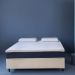 Cama Box Queen Bege com Colchão Guldi Dream Mola Ensacada (30x158x198) e 2 Travesseiros Guldi Dream Branco e Azul