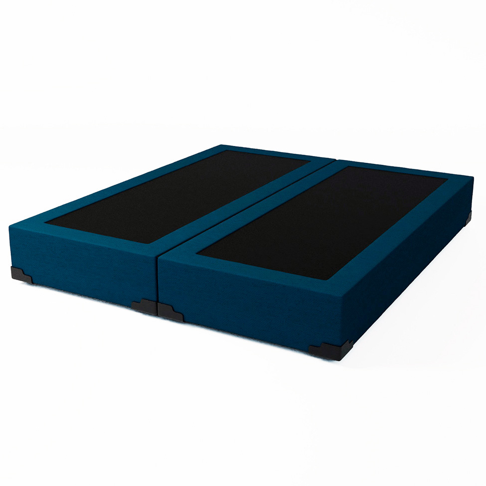 Cama Box Queen Joe Linho Azul Marinho com Colchão Guldi Massageador Quântico Molas Ensacadas (30x158x198) Branco e Bege