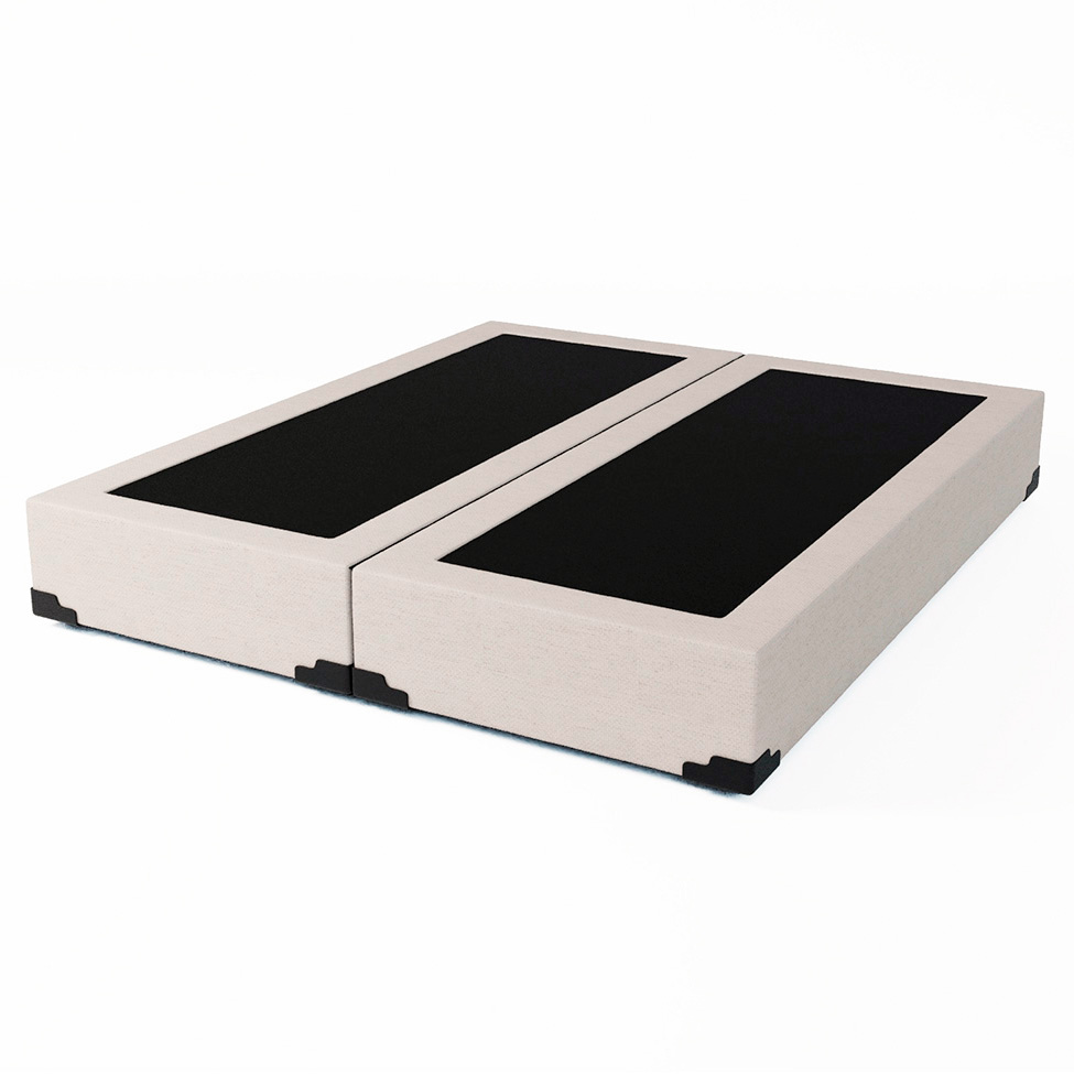 Cama Box Queen Joe Linho Cru com Colchão Guldi Duplo Plus D28 (16x158x198) Branco e Azul