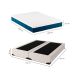 Cama Box Queen Joe Linho Cru com Colchão Guldi Mola Ensacada Original Firme (25x158x198) Azul e Branco