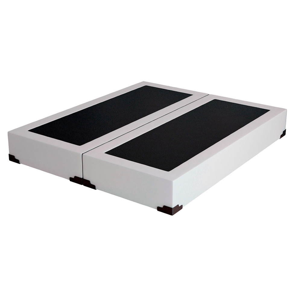 Cama Box Queen Joe Revestimento Sintético Branco com Colchão Guldi Massageador Quântico Molas Ensacadas (30x158x198) Branco e Bege