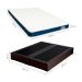 Cama Box Queen Joe Revestimento Sintético Preto com Colchão Guldi Duplo Plus D28 (16x158x198) Branco e Azul