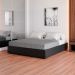 Cama Box Queen Joe Revestimento Sintético Preto com Colchão Guldi Mola Ensacada Original Firme (25x158x198) Azul e Branco
