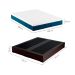 Cama Box Queen Joe Revestimento Sintético Preto com Colchão Guldi Mola Ensacada Original Macio (25x158x198) Azul e Branco