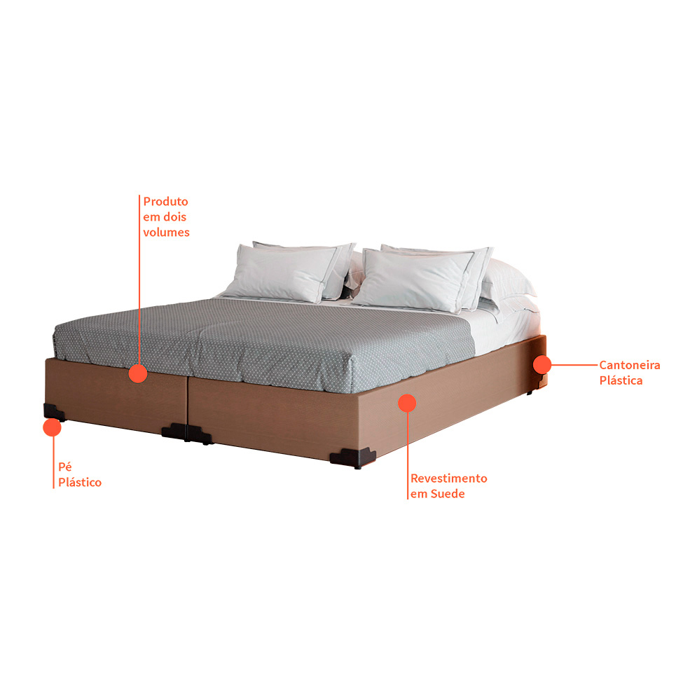 Cama Box Queen Joe Suede Bege com Colchão Guldi Dream Mola Ensacada (30x158x198) Cinza e Branco