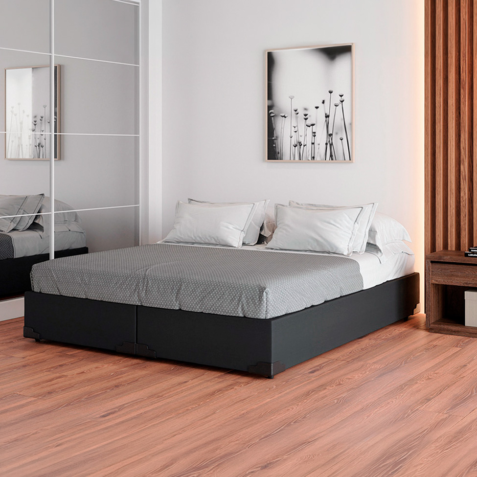 Cama Box Queen Joe Suede Grafite com Colchão Guldi Dream Mola Ensacada (30x158x198) Cinza e Branco