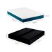 Cama Box Queen Joe Suede Preto com Colchão Guldi Mola Ensacada Original Macio (25x158x198) Azul e Branco