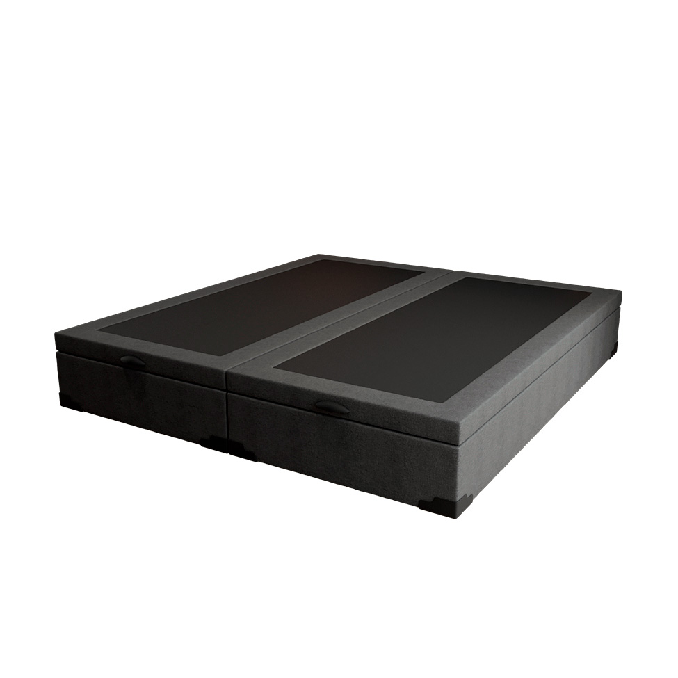 Cama Box Queen Martin Premium Linho Grafite com Colchão Guldi Dream Mola Ensacada (30x158x198) Cinza e Branco