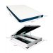 Cama Box Queen Martin Premium Revestimento Sintético Branco com Colchão Guldi Duplo Plus D28 (16x158x198) Branco e Azul