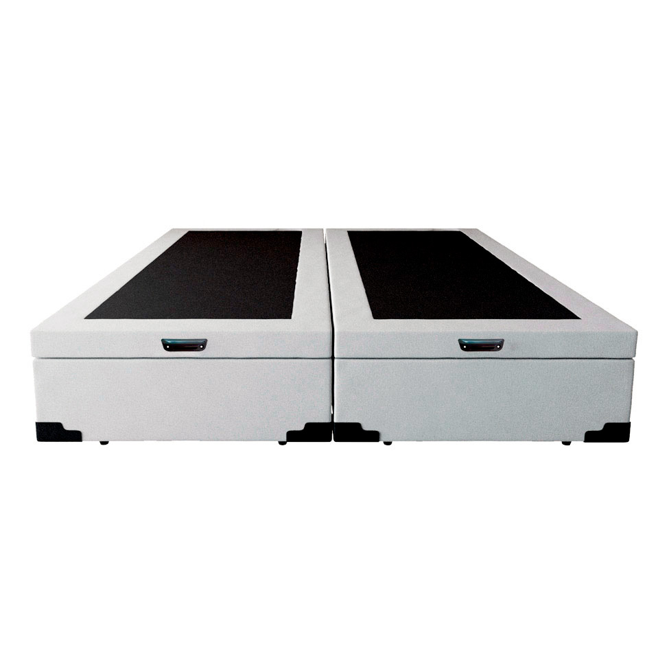 Cama Box Queen Martin Premium Revestimento Sintético Branco com Colchão Guldi Duplo Plus D28 (16x158x198) Branco e Azul