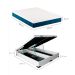Cama Box Queen Martin Premium Revestimento Sintético Branco com Colchão Guldi Mola Ensacada Original Firme (25x158x198) Azul e Branco
