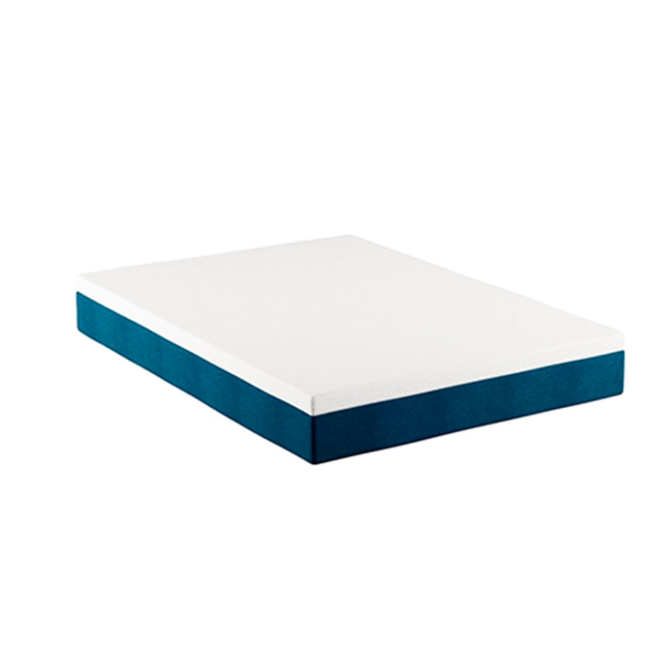 Cama Box Queen Martin Premium Revestimento Sintético Branco com Colchão Guldi Mola Ensacada Original Firme (25x158x198) Azul e Branco
