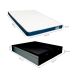 Cama Box Queen Martin Premium Revestimento Sintético Preto com Colchão Guldi Duplo Plus D28 (16x158x198) Branco e Azul