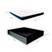 Cama Box Queen Martin Premium Revestimento Sintético Preto com Colchão Guldi Espuma D28 Duplo 12cm (12x158x198) Azul e Branco