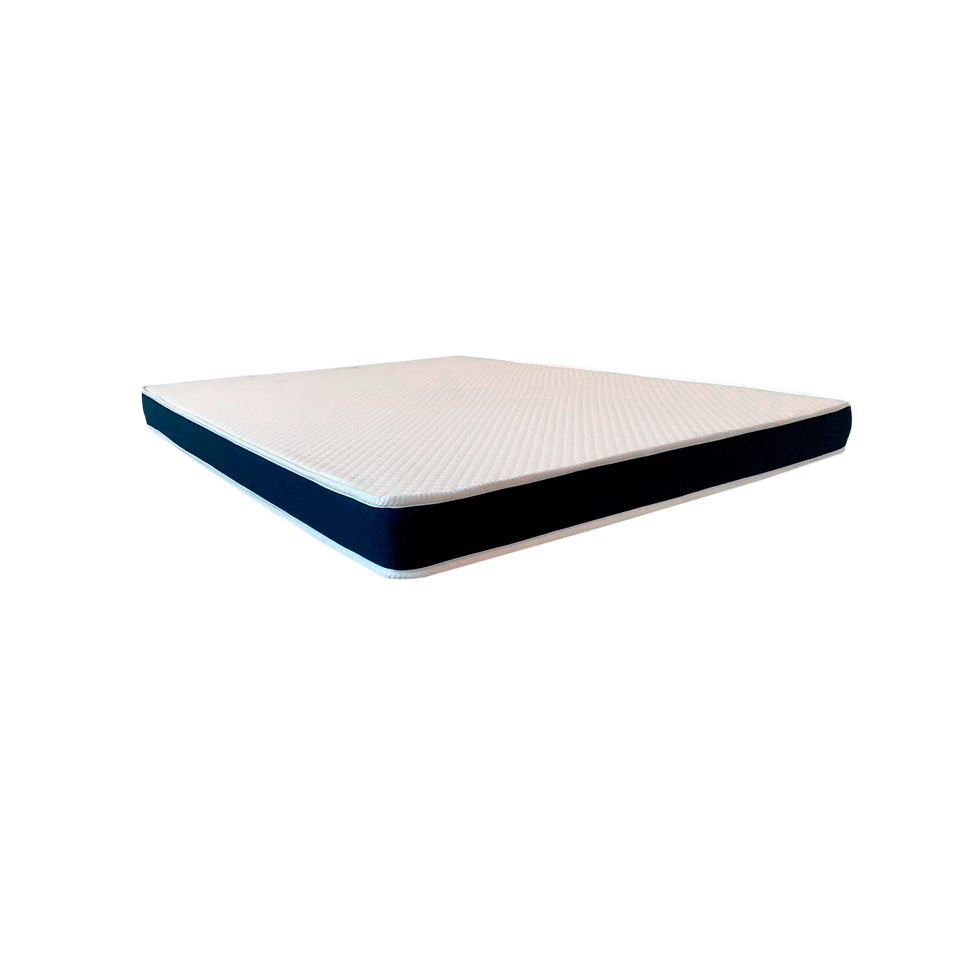 Cama Box Queen Martin Premium Revestimento Sintético Preto com Colchão Guldi Espuma D28 Duplo 12cm (12x158x198) Azul e Branco